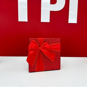 Caixa para Presente Vermelha Pequena - Com Glitter e Laço