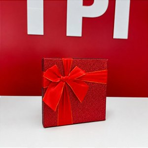 Caixa para Presente Vermelha Média - Com Glitter e Laço