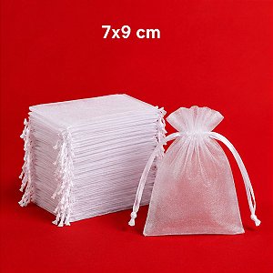 Saquinho de Organza Branco 7x9cm - Pct com 50