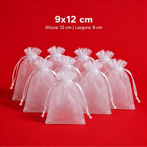Saquinho de Organza Branco 9x12cm - Pct com 50