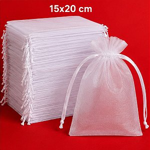 Saquinho de Organza Branco 15x20cm - Pct com 50