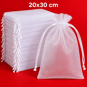 Saquinho de Organza Branco 20x30cm - Pct com 100