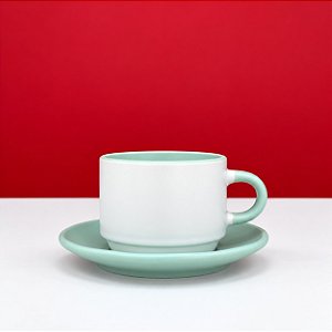Xícara com Pires 90ml Petit Fosca Verde Menta