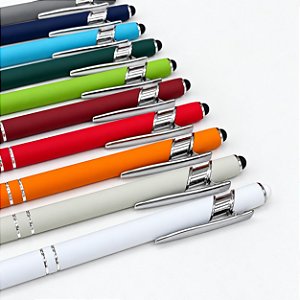 Caneta Metal Touch com Acabamento Emborrachao e Detalhes em Prata - Ref.5012015 - Para Gravação a Laser e DTF