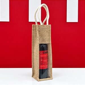 Porta Vinho de Juta com Visor Ref. 15120551