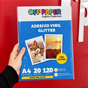 Adesivo Glitter Imprimível Off Paper A4 com 10 folhas