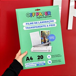 Filme de Laminação Transparente a Frio Glitter - Pct com 20 folhas