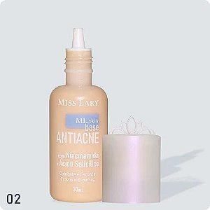 Base Antiacne com Niacinamida e Ácido Salicílico (COR 02) - Miss Lary