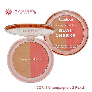 Blush Compacto Duo Dual Cheeks (COR 1 Champagne e 2 Peach) - Ruby Rose