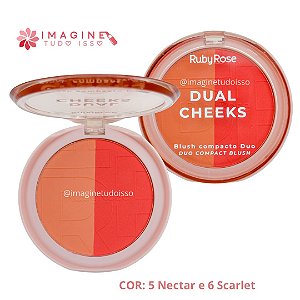 Blush Compacto Duo Dual Cheeks (COR 5 Nectar e 6 Scarlet) - Ruby Rose