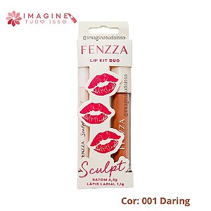 Lip Kit Duo Batom + Lápis Sculpt (001 Daring) - Fenzza