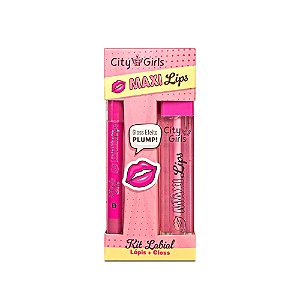 Kit Labial Lápis + Gloss Maxi Lips (COR 01) - City Girls