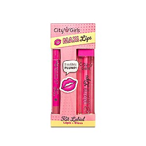 Kit Labial Lápis + Gloss Maxi Lips (COR 02) - City Girls