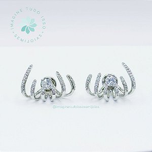 Brinco Semijoia Ear Cuff Cravejado (prata)