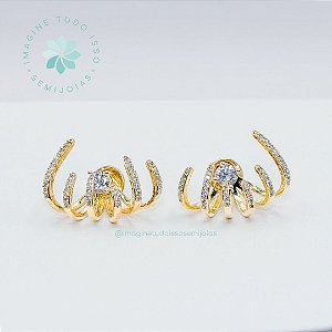 Brinco Semijoia Ear Cuff Cravejado (dourado)