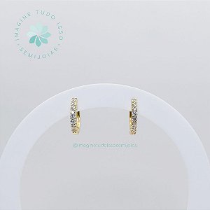 Brinco Semijoia Argola Cravejado Delicado Click Médio (dourado)