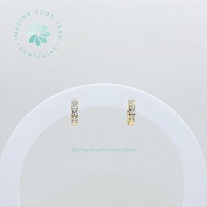 Brinco Semijoia Argola Cravejado Click Pequeno (dourado)