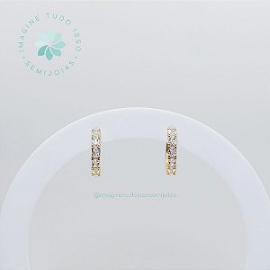 Brinco Semijoia Argola Cravejado Click Médio (dourado)