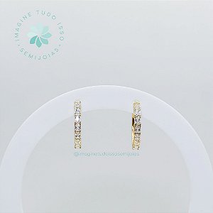 Brinco Semijoia Argola Cravejado Click Grande (dourado)