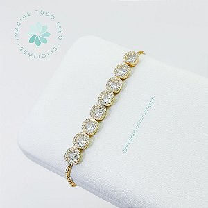Pulseira Semijoia Cravejada Gravatinha (dourada)