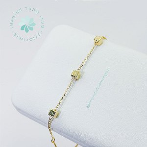 Pulseira Semijoia Quadradinho Liso Gravatinha (dourada)