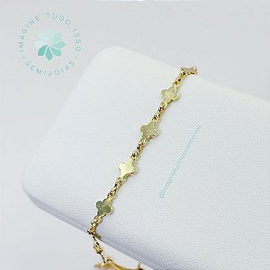Pulseira Semijoia Trevinho Liso Chapado Gravatinha (dourada)