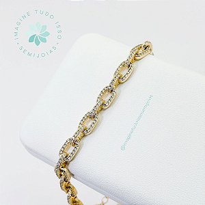 Pulseira Semijoia Corrente Crevejada (dourada)