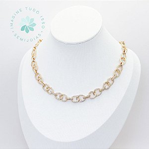 Colar Semijoia Elos Brilhantes 40cm (dourado)