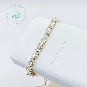 Pulseira Semijoia Brilho Oval Gravatinha (dourada)