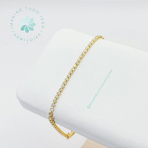 Pulseira Semijoia Cravejada Delicada (dourada)