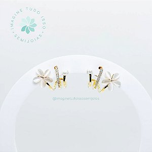 Brinco Semijoia Ear Cuff Florzinha Delicada (dourado)