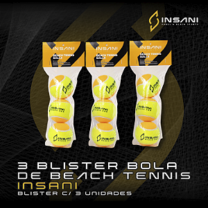 BOLA DE BEACH TENNIS INSANI - 3 BLISTER C/3 UNIDADES