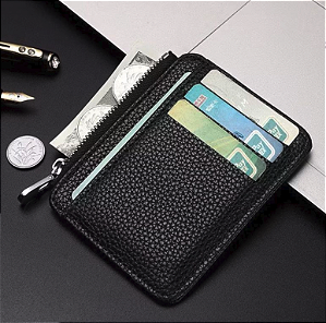 Porta Cartão 3 em 1 Unissex Couro Sintético Com Ziper