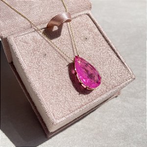 Conjunto de Gota com Pedra Fusion Pink - LeVida Acessórios e Semijóias