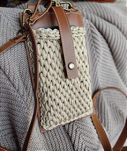 Kit porta celular /alça sintético com corrente