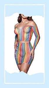 Vestido Rainbow Arrastão Yaffa