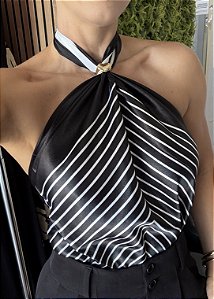 Lenço Cetim Listras Quadradas