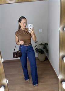 Calça Wide Leg Com Lycra Consciência