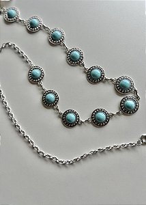 Cinto correntaria oval com pedra