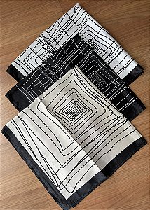 Lenço Cetim Linhas Abstratas