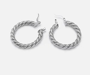 Brinco Argola Retorcida Rodio Branco