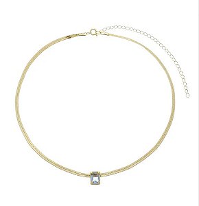 Colar Choker Malha Fita com Cristal Tanzanita