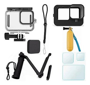 Kit P Gopro Acessórios  9/10/11/12 Black Película Case Tripé