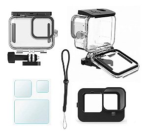 Kit P/ Gopro Hero 9/10 Case Estanque Película Capa Silicone