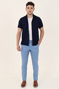 Camisa sport linho wash soft - Cor: Azul Turquesa