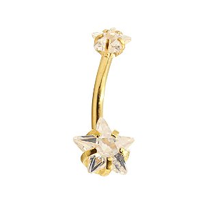 Piercing Umbigo Estrela Strass | PVD Gold