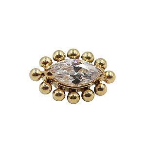 Joia Labret Navete com Esferas | Tit. PVD Gold | Piercing de Orelha