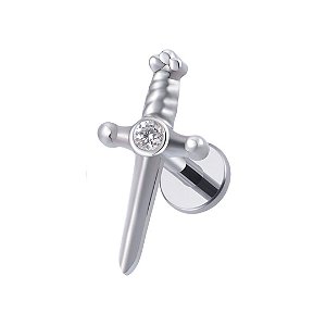 Joia Labret Espada CZ | Titânio | Piercing de Orelha