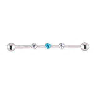 Piercing Transversal 3 Topos Blue | Titânio | Piercing Industrial
