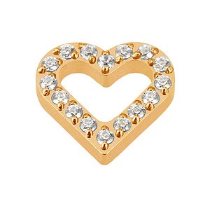 Joia Labret Heart CZ | Tit. PVD Gold | Piercing de Orelha